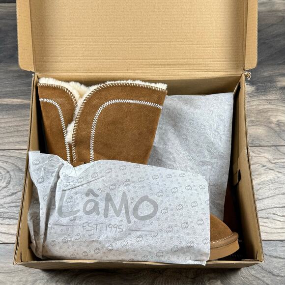 NIB LAMO Vanessa Winter Boots 8 Faux Shearling Chestnut Suede Water Resistant - Picture 9 of 10
